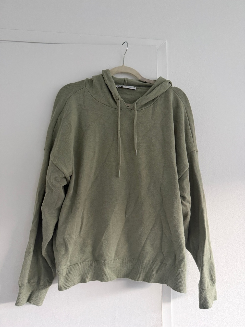 Zara Olive Green Hooded Sweatshirt